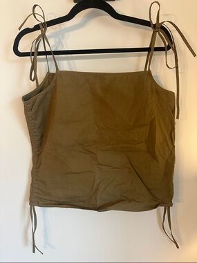 Paper Label Tie-Shoulder Cotton Tank Top